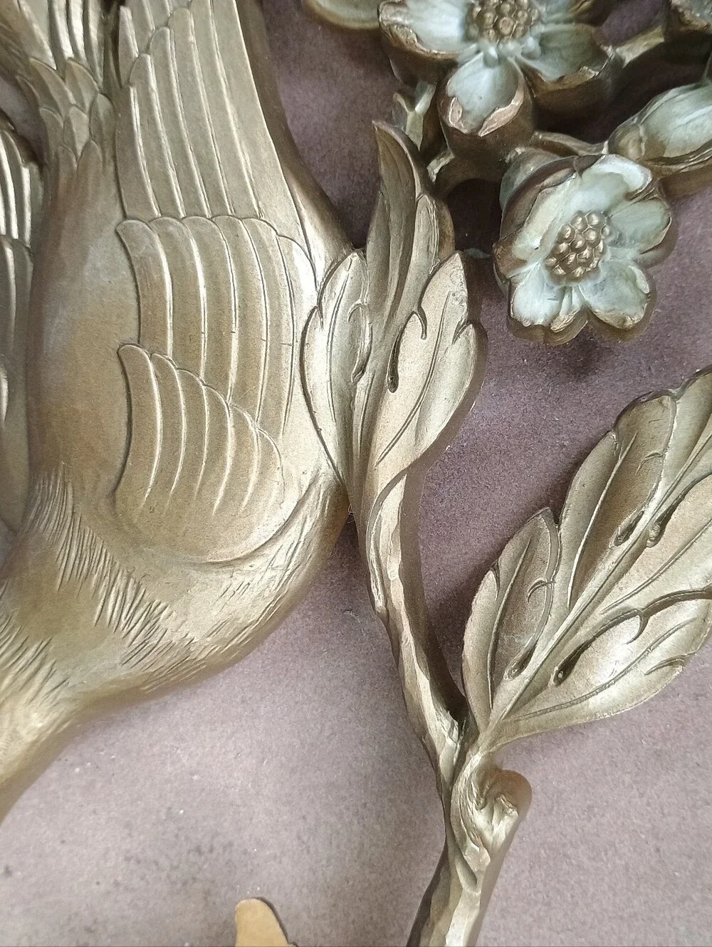 Vintage Syroco golden birds & dogwood wall art 1970s